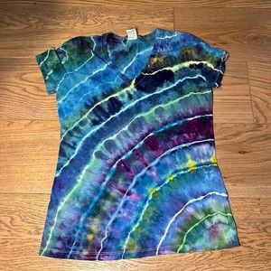Handmade Tie-Dye Women's Small V-neck Shirt